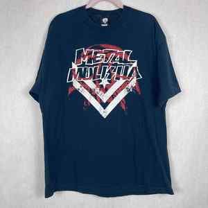 Metal Mulisha Graphic T-shirt Navy Blue Mens Size XL Short Sleeve Crew Neck